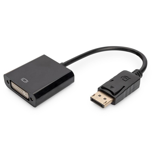 DIGITUS AK-340409-001-S - DisplayPort Adapterkabel, DP - DVI (24+5) St/Bu, 0.15m,m/interlock, DP 1.1a komp., CE, sw