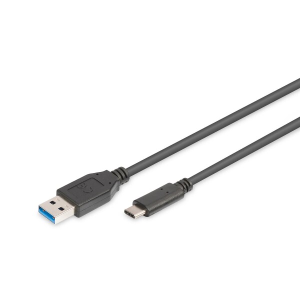 DIGITUS AK-300136-010-S - USB Type-C Anschlusskabel, Type-C - A St/St, 1.0m, 3A, 5GB, 3.0 Version, sw