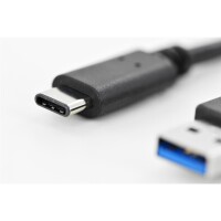 DIGITUS AK-300136-010-S - USB Type-C Anschlusskabel, Type-C - A St/St, 1.0m, 3A, 5GB, 3.0 Version, sw
