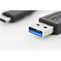 DIGITUS AK-300136-010-S - USB Type-C Anschlusskabel, Type-C - A St/St, 1.0m, 3A, 5GB, 3.0 Version, sw