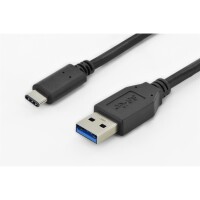 DIGITUS AK-300136-010-S - USB Type-C Anschlusskabel, Type-C - A St/St, 1.0m, 3A, 5GB, 3.0 Version, sw