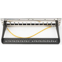 DIGITUS DN-91420 - Modular Patch Panel, geschirmt, 12-Port Blank,1HE,254mm (10") Rack Mount,schwarz RAL 9005