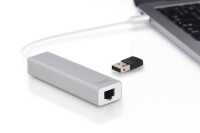 DIGITUS DA-70255 - 3 Port USB 3.0 Type-C Hub mit Gigabit Ethernet 3xUSB A/F,1xUSB A/M,1xRJ45 LAN, Win/Mac OS