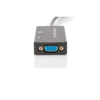 DIGITUS AK-340418-002-S - DisplayPort Konverterkabel, DP - HDMI+DVI+VGA M-F/F/F, 0.2m, 3in1 Multi-Media Kabel, CE, gold,sw