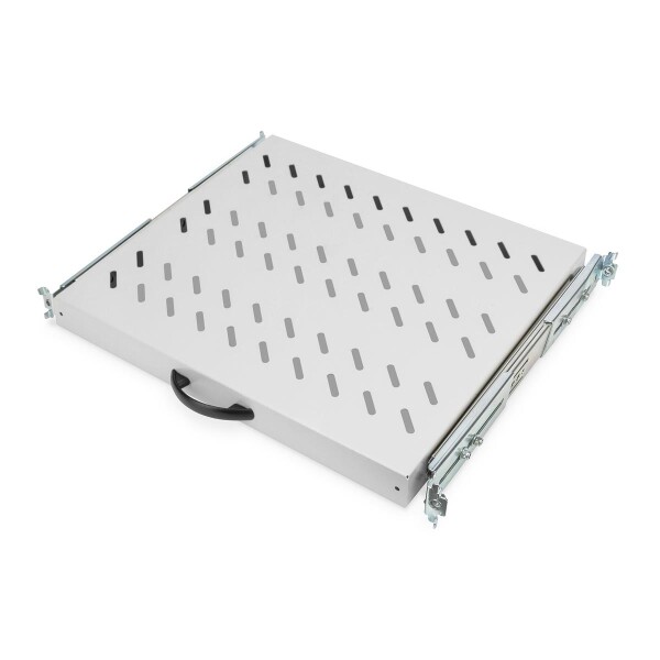 DIGITUS DN-19-TRAY-2-600 - 1HE ausziehb. Fachboden für 600 mm Tiefe Schränke 40x485x368 mm, bis 25 kg, grau (RAL 7035)