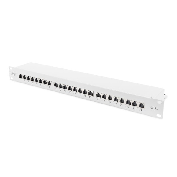 DIGITUS DN-91624S-EA - CAT 6A Patch Panel, geschirmt,1HE, 24-Port, 8P8C, RAL 7035, 483 mm (19")