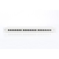 DIGITUS DN-91624S-EA - CAT 6A Patch Panel, geschirmt,1HE, 24-Port, 8P8C, RAL 7035, 483 mm (19")