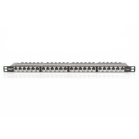 DIGITUS DN-91624S-SL-EA - CAT 6A Klasse EA Patch Panel, geschirmt, 0,5HE 24-Port RJ45, inkl. Staubschutzklappe, 8P8C, sw