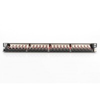 DIGITUS DN-91624S-SL-EA - CAT 6A Klasse EA Patch Panel, geschirmt, 0,5HE 24-Port RJ45, inkl. Staubschutzklappe, 8P8C, sw