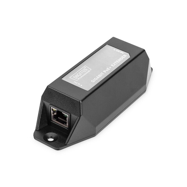 DIGITUS DN-95123 - Gigabit Ethernet PoE+ Repeater, 802.3at 1-port, Power Pins:3/6(+), 1/2(-), 22W