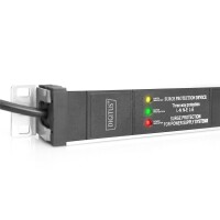 DIGITUS DN-95412 - Aluminium Steckdosenleiste, Überspannungsschutz und Netzfilter 230 Vac, 16A, Eingang: Schuko CEE7/7, Ausgang: 7x Schuko CEE7/3