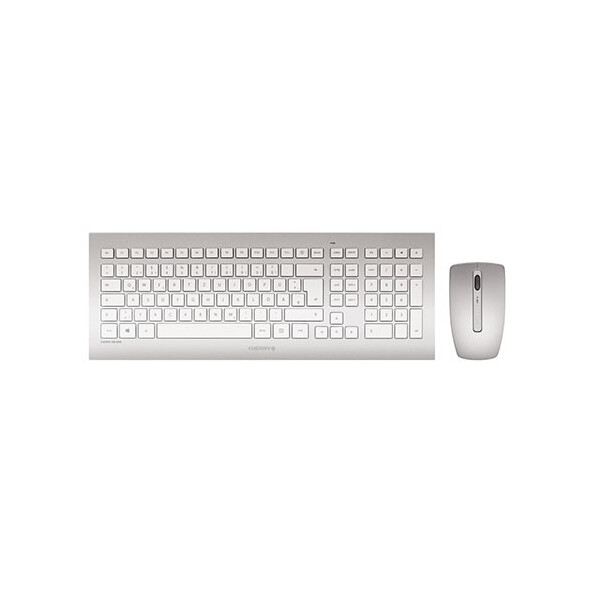 Cherry DW 8000 Kabelloses Desktopset - Weiß/Silber - USB (QWERTZ - DE) - Standard - Kabellos - RF Wireless - QWERTZ - Silber - Weiß - Maus enthalten