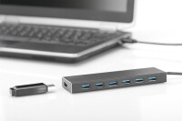 DIGITUS DA-70241-1 - USB 3.0 Hub, 7-port Inkl. 5V/3,5A Netzteil, Aluminium Gehäuse