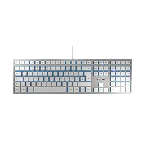 Cherry KC 6000 SLIM Kabelgebundene Tastatur - Silber/ Weiß - USB (QWERTZ - DE) - Standard - Verkabelt - USB - QWERTZ - Silber