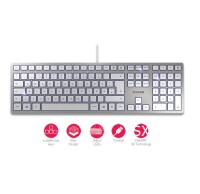Cherry KC 6000 SLIM Kabelgebundene Tastatur - Silber/ Weiß - USB (QWERTZ - DE) - Volle Größe (100%) - Kabelgebunden - USB - QWERTZ - Silber