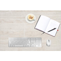 Cherry KC 6000 SLIM Kabelgebundene Tastatur - Silber/ Weiß - USB (QWERTZ - DE) - Standard - Verkabelt - USB - QWERTZ - Silber