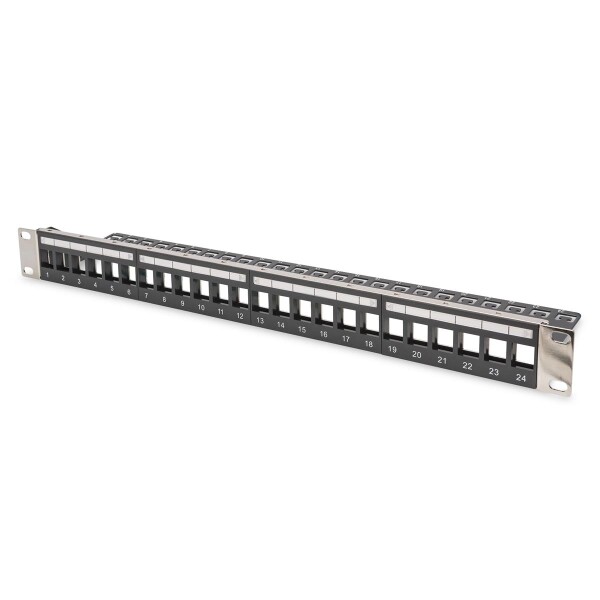DIGITUS DN-91411-LF - Modular Patch Panel, geschirmt, 24-port blank, 1HE, Rack Mount, transp. Logofelder, sw