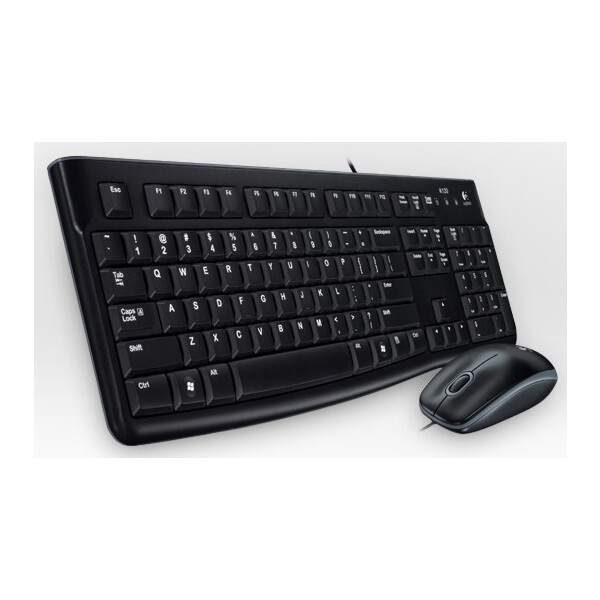 Logitech Desktop MK120 - Verkabelt - USB - QWERTZ - Schwarz - Maus enthalten