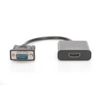DIGITUS DA-70473 - VGA to HDMI Konverter + Audio (3,5mm) Full HD (1080p), Kabeltyp (15 cm), schwarz