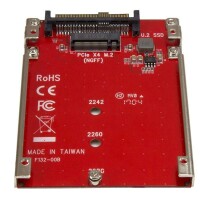 StarTech.com M.2 auf U.2 (SFF-8639) Host Adapter für M.2 PCIe NVMe SSD - U.2 - M.2 - Rot - CE - FCC - TAA - REACH - 5 - 50 °C - -25 - 70 °C