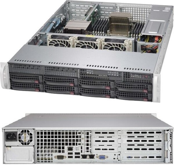 Supermicro SuperChassis 825TQC-600WB - Rack - Server - Schwarz - EATX - 2U - HDD - Netzwerk - Leistung - Stromausfall - System