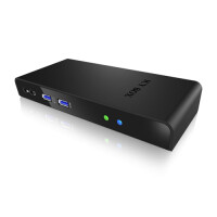 ICY BOX IB-DK2241AC - Kabelgebunden - USB 3.2 Gen 1 (3.1 Gen 1) Type-A - 3,5 mm - 10,100,1000 Mbit/s - Schwarz - 5 Gbit/s
