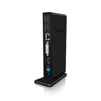 ICY BOX IB-DK2241AC - Kabelgebunden - USB 3.2 Gen 1 (3.1 Gen 1) Type-A - 3,5 mm - 10,100,1000 Mbit/s - Schwarz - 5 Gbit/s