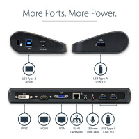 StarTech.com Dual Monitor USB 3.0 Laptop Docking Station mit HDMI/DVI/VGA, 3x USB-A Hub, G