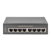 DIGITUS DN-651108 - Industrial Gigabit Ethernet Switch 8-port, DIN rail, erweiterter Temperaturbereich