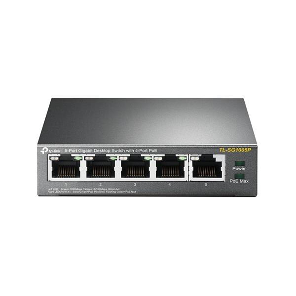 TP-LINK TL-SG1005P ungemanaged Gigabit Ethernet (10/100/1000) Energie Über Ethernet (PoE) Unterstützung Schwarz Netzwerk-Switch