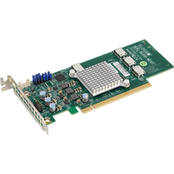 Supermicro AOC-SLG3-4E4T - PCIe - OcuLink - Niedriges Profil - PCIe 3.0 - Grün - 12,8 Gbit/s