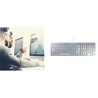 Cherry KC 6000 SLIM für MAC Kabelgebundene Tastatur - Silber/ Weiß - USB (QWERTZ - DE) - Standard - USB - QWERTZ - Silber