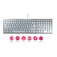 Cherry KC 6000 SLIM für MAC Kabelgebundene Tastatur - Silber/ Weiß - USB (QWERTZ - DE) - Standard - USB - QWERTZ - Silber