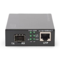 Media Conv.SFP/RJ45, PoE 1000T an Open Slot,30W PoE