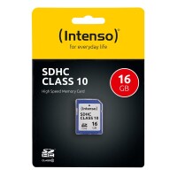 Intenso SD Karte Class 10 - 16 GB - SDHC - Klasse 10 - 25 MB/s - Schockresistent - Temperaturbeständig - Röntgensicher - Schwarz