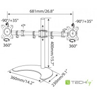 Techly Schreibtischhalterung für 2 LCD TV LED 13"-27", mit Standfuß