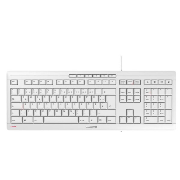 Cherry STREAM KEYBOARD - Kabelgebundene Tastatur - hellgrau - USB (QWERTZ - DE) - Standard - USB - Mechanischer Switch - QWERTZ - Weiß