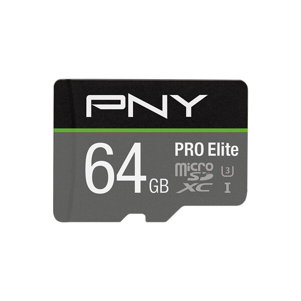 PNY PRO Elite - 64 GB - MicroSDXC - Klasse 10 - UHS-I - Class 3 (U3) - Schwarz - Grau