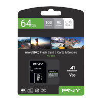 PNY PRO Elite - 64 GB - MicroSDXC - Klasse 10 - UHS-I - Class 3 (U3) - Schwarz - Grau