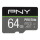 PNY PRO Elite - 64 GB - MicroSDXC - Klasse 10 - UHS-I - Class 3 (U3) - Schwarz - Grau