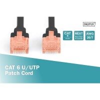 Patchk.Cat.6  0,5m U/UTP BLACK 4x2xAWG26, PVC