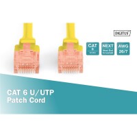 Patchk.Cat.6  2m U/UTP GELB 4x2xAWG26, PVC