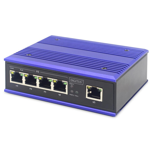 Industrie FE POE Switch, 4Port 4x10/100Base-TX, 1x Uplink