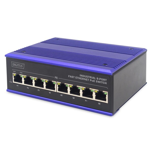 Industrie FE POE Switch, 8Port 8x10/100Base-TX, DINrail
