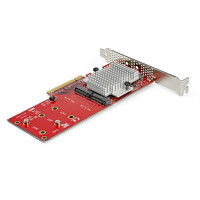StarTech.com Dual M.2 PCIe SSD Adapter Karte - x8 / x16 Dual NVMe oder AHCI M.2 SSD zu PCI Express 3.0 - M.2 NGFF PCIe (M-Key) kompatibel - Unterstützt 2242 - 2260 - 2280 - JBOD - Mac & PC - PCIe - M.2 - PCI 3.0 - Rot - 3336103 h - CE - FCC - TAA - REACH
