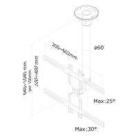 Neomounts by Newstar Flachbild Deckenhalterung - 35 kg - 81,3 cm (32 Zoll) - 152,4 cm (60 Zoll) - 200 x 200 mm - 600 x 400 mm - 640 - 1040 mm