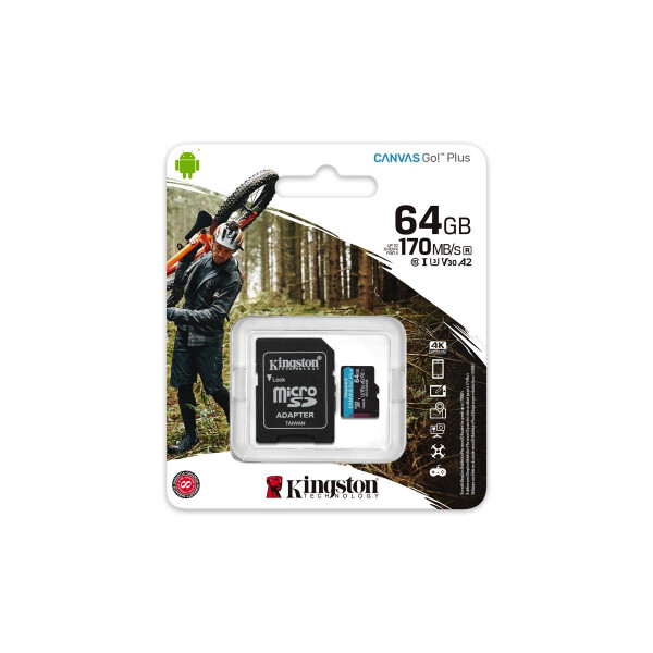 Kingston Canvas Go! Plus - 64 GB - MicroSD - Klasse 10 - UHS-I - 170 MB/s - 70 MB/s