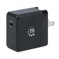 Manhattan GaN Power Delivery USB-Ladegerät 65 W - USB-Netzteil mit ultrakompakter GaN-Technologie - USB-C Power Delivery-Port (PD 3.0) mit bis zu 65 W - auswechselbare Stecker für EU - UK & US - schwarz - Schwarz