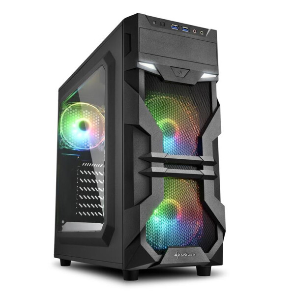 Sharkoon VG7-W RGB - Midi ATX Tower - PC - Acryl - Schwarz - ATX,Micro ATX,Mini-ATX - Multi