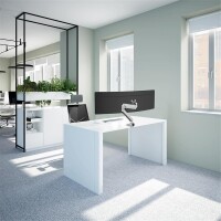 Neomounts NM-D775SILVERPLUS Monitorarm 10-49" - Gasfeder - Topfix - 180°-Stopp - Klemme/Durchführung - 18 kg - 25,4 cm (10") - 124,5 cm (49") - 100 x 100 mm - Silber